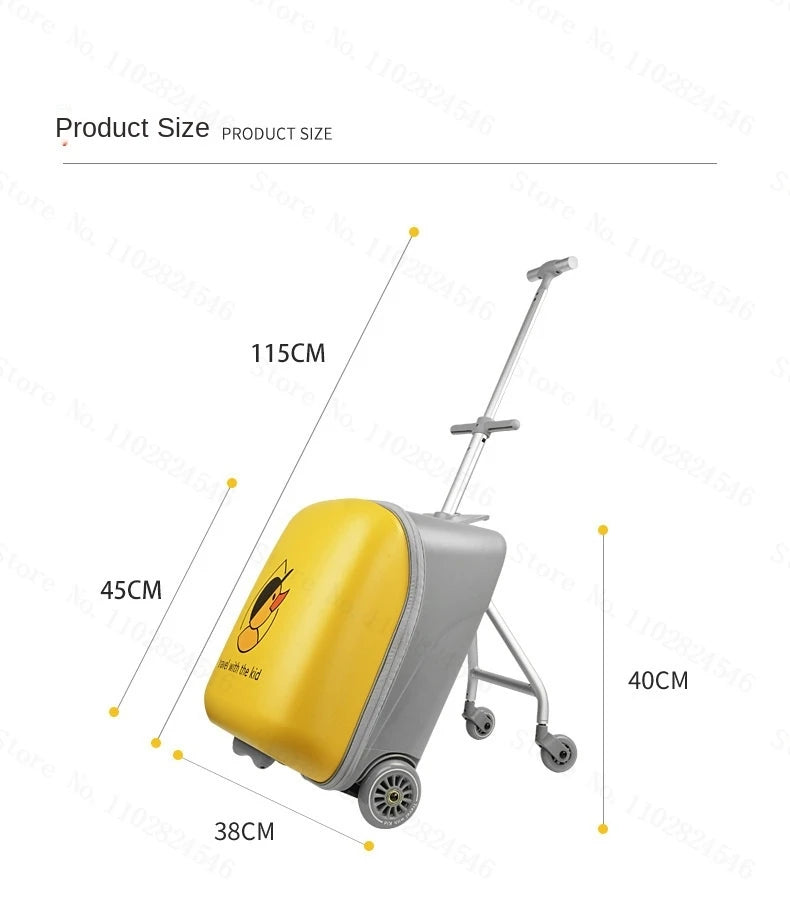 Fashion Cute Pony Cartoon Trolley Case Sit Travel bags for Children 24" Rolling Luggage Spinner Suitcase Wheels Yellow Duck 20" Aimak Store