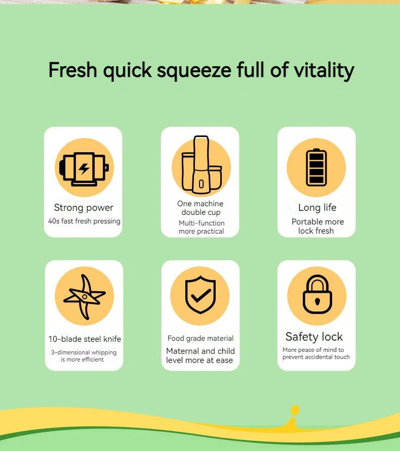 New Portable Automatic Juice Press Fruit Juice Blender USB Rechargeable Wireles Mini Juice Press Kitchen Tools Baby Food Blender Aimak Store