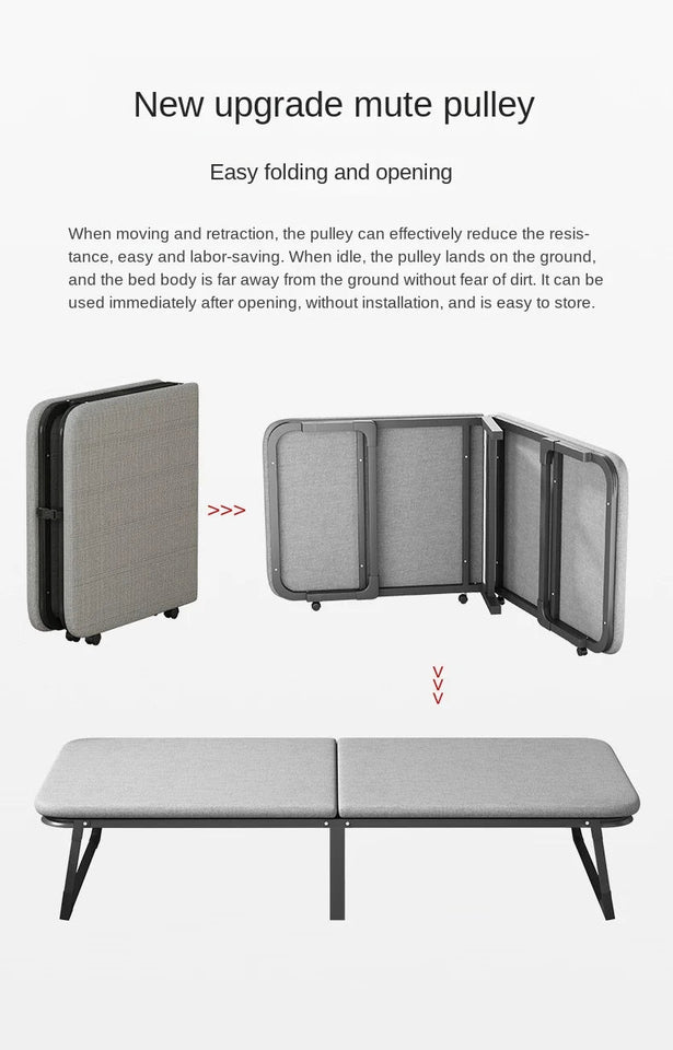 Upholstered Folding Bed Office Lunch Break Sheet People Home Nap Bed Dormitory Simple Bed Reinforcement Escort Hard Board Bed Aimak Store
