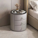 Smart nightstand, modern simple creative bedside table, light luxury senior sense of round net red leather household shelf Aimak Store