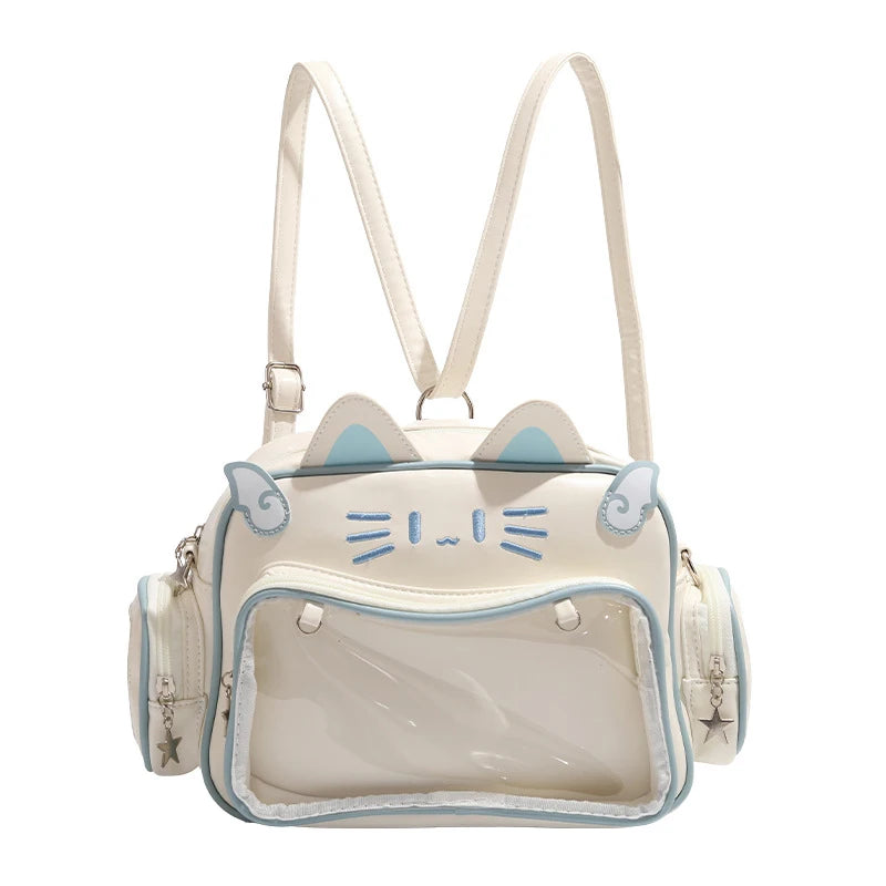 Y2K Ita Bag Cat PU Backpack – Foldable, Adjustable Strap, Secure Zipper, Preppy Style Cute Schoolbag Aimak Store