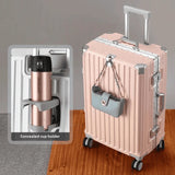 Aluminum Frame Travel Suitcase Faionable Multi-Functional Lage with Cup Holder Universal Wheel Carry-On for Men And Women Aimak Store