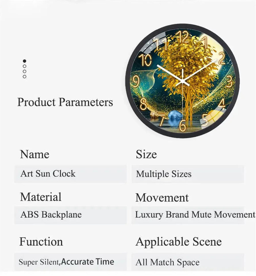 8 Inch Glass Wall Clock Modern Design Chinese Style Series Art Round Mute Creative Hanging Home Living Room Bedroom Decoration Aimak Store