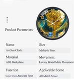 8 Inch Glass Wall Clock Modern Design Chinese Style Series Art Round Mute Creative Hanging Home Living Room Bedroom Decoration Aimak Store