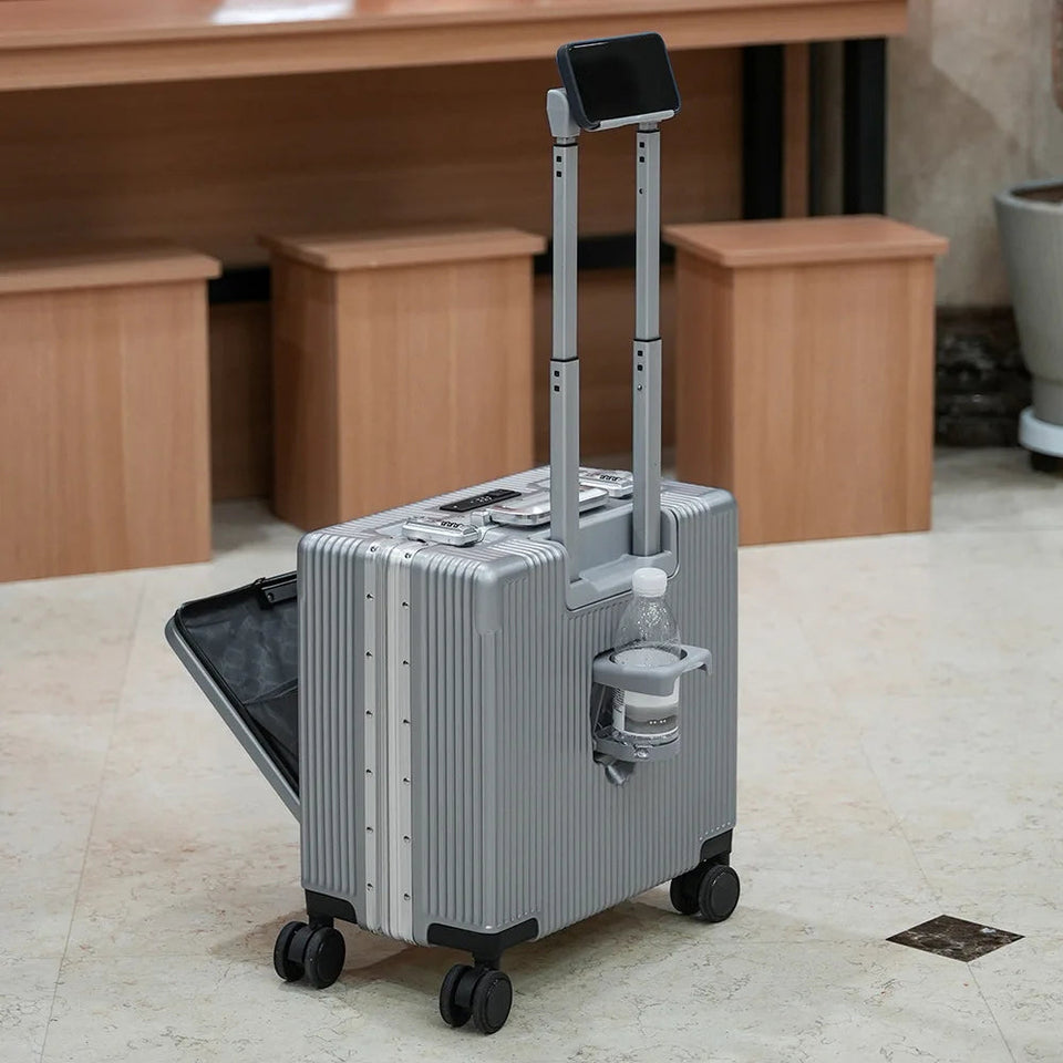 New Front Opening Lid Suitcase Multifunctional Mini Luggage Aluminium Frame 18/20 Boarding Box Trolley Case Cabin Bag Aimak Store