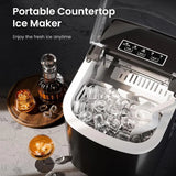 AGLUCKY Ice Makers Countertop with Handle,26.5Lbs/24H,9 Cubes in 6 Mins,2 Sizes of Bullet ,Portable Machine with Self-Cleaning Aimak Store