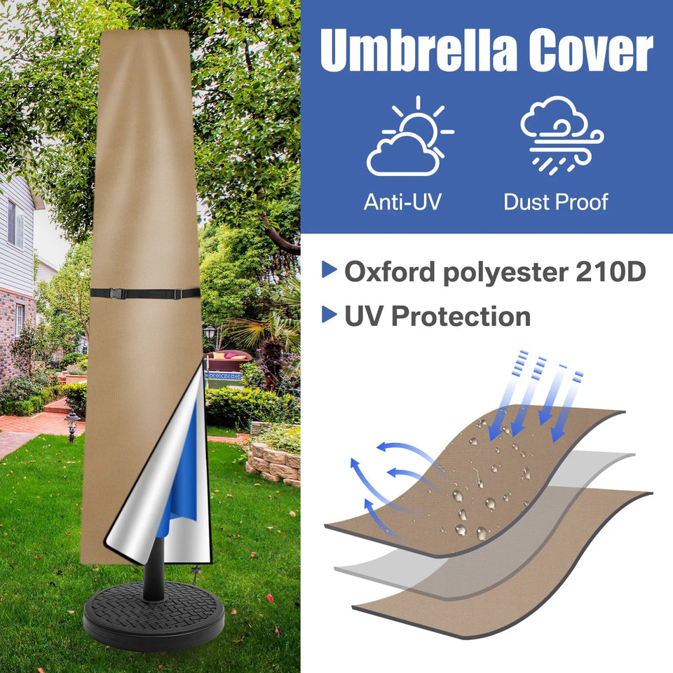 Oxford Cloth Waterproof Parasol Cover Outdoor Garden Patio Anti-UV Windproof Rainproof Sunshade Umbrella Cover with Pole &Zipper Aimak Store