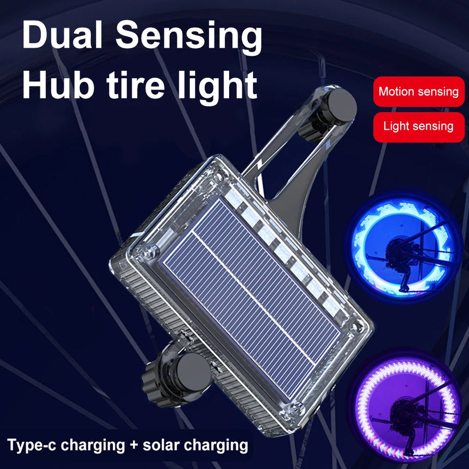 Solar LED Bicycle Spoke Light USB Rechargeable Bicycle Rim Decor Light Waterproof Cycling Tire Lights for Cycling Decoration Aimak Store