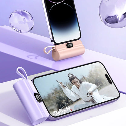 5000/10000/20000mAh 2IN1 Mini Power Bank Pocket External Battery Plug Portable Power Bank For iPhone Huawei Fast Charging Outdoo
