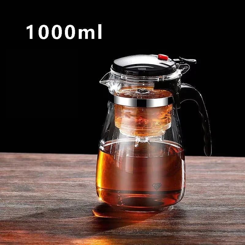 Heat Resistant Glass Teapot Flower Tea Kettle with Strainer Infuser Kung Fu Teaware Puer Oolong Pot with Handle for Home Use Aimak Store