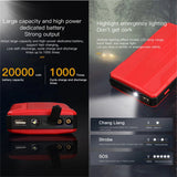 20000mAh High Power Car Battery Jump Starter Portable Car Battery Booster Charger Booster Power Bank Starting Device USB Port Aimak Store