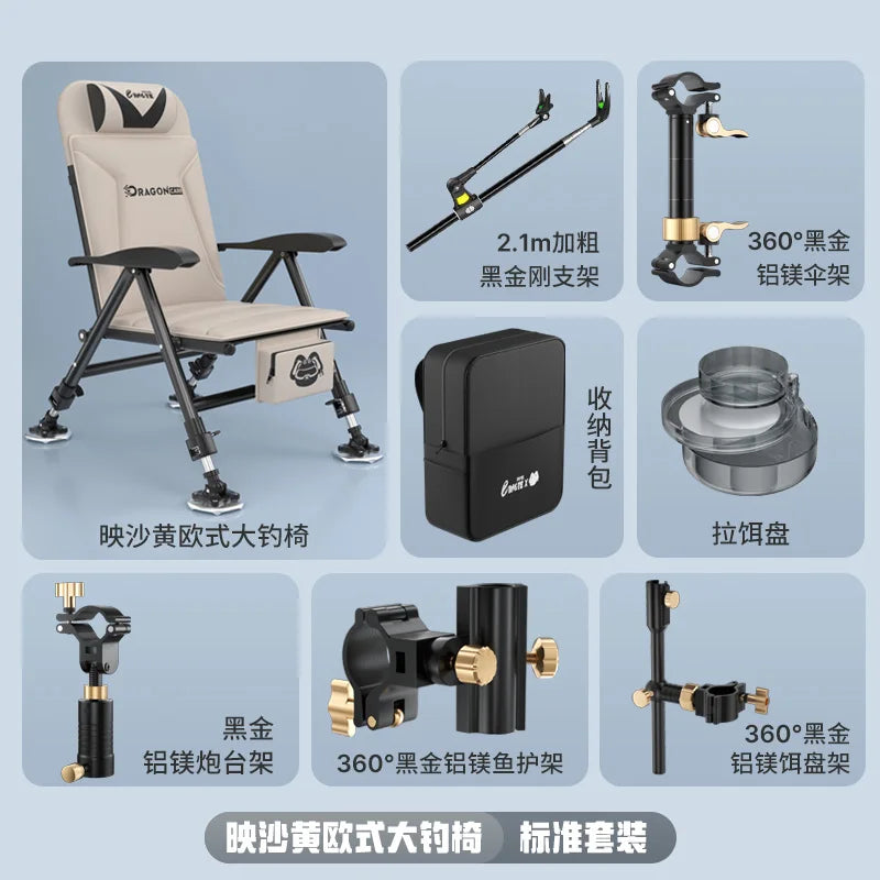 Ultralight European Folding Lounge Chair Fishing All-Terrain Portable Recliner Infinite Height Adjustment Ergo Wide Seat Comfort Aimak Store