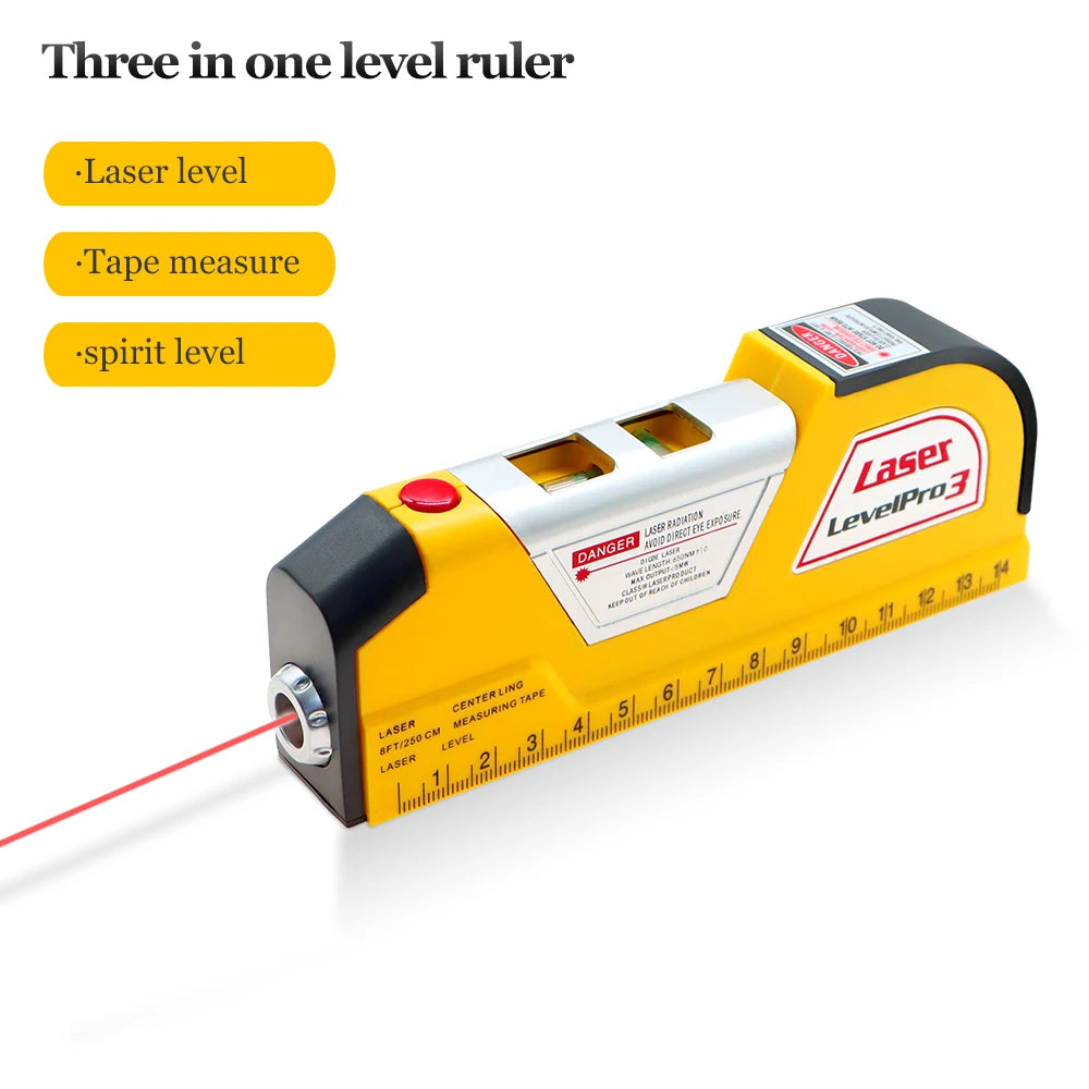 Laser Level And Distance Meter Vertical & Horizontal Lasers Tape Aligner Bubbles Ruler,For Garden Building Woodworking Tools Aimak Store