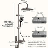 Piano Keys Shower System Set Bathroom Shower Set Gray Black Bathtub Hot and Cold Shower Faucet LED Digital Copper Tap Shower Set Aimak Store