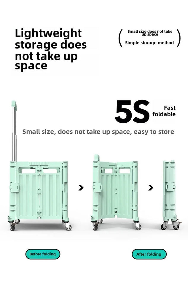 Folding Supermarket Shopping Hand Cart Trolley Convenient Stair Climber Foldable Cart with Wheels for Groceries Outdoor Camping Aimak Store