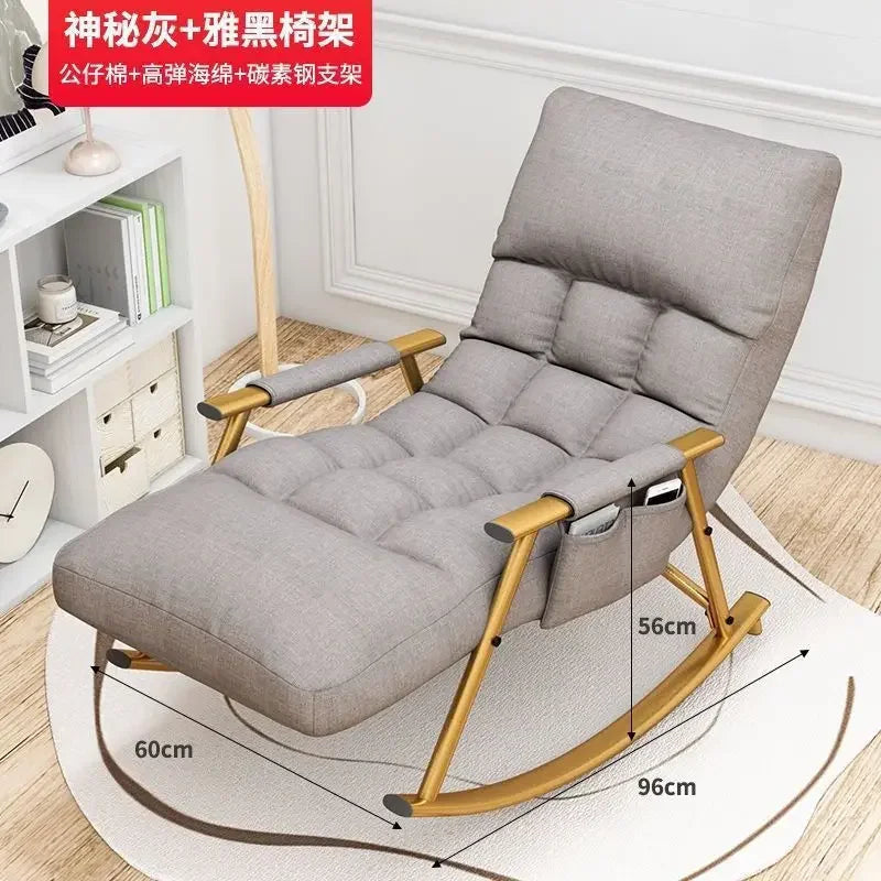 Rocking Chair Folding Nordic Balcony Lazy Chair Adult Leisure Technology Cloth Rocking chairs Sofa Bedroom Garden Lounge Seat Aimak Store