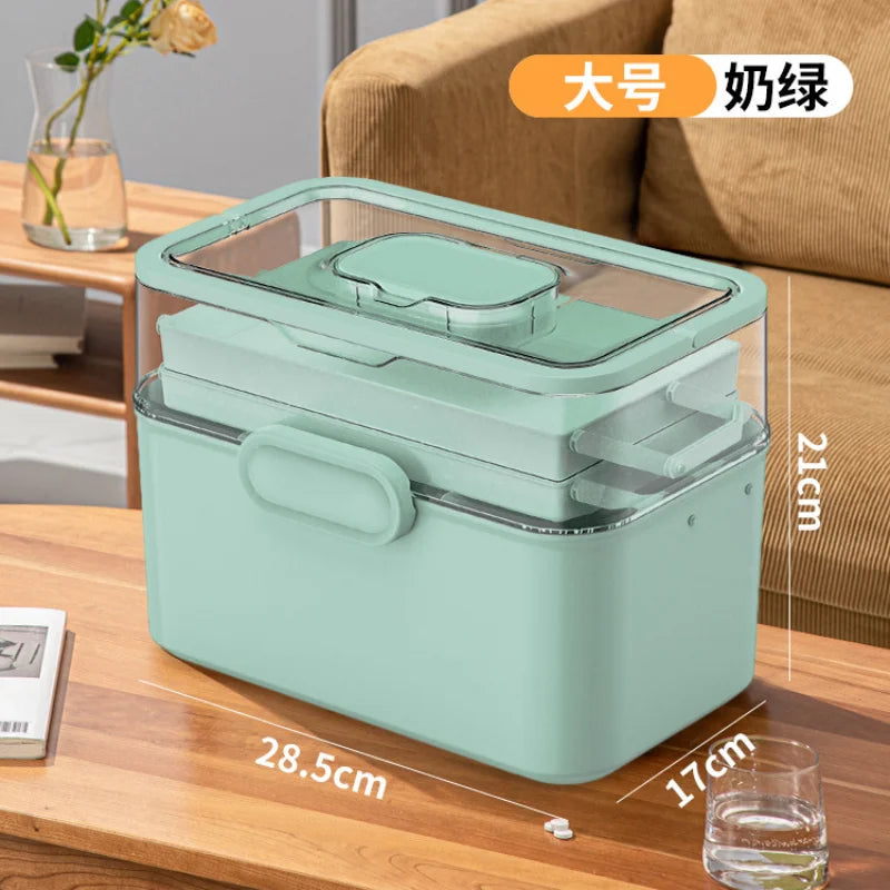 Household Medicine Box Large-capacity Medicine Multi-layer Sorting Storage Box Portable Storage Box for Groceries Aimak Store