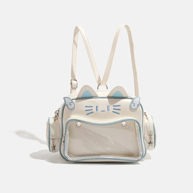 Y2K Ita Bag Cat PU Backpack – Foldable, Adjustable Strap, Secure Zipper, Preppy Style Cute Schoolbag Aimak Store
