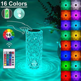 3/16 Colors Crystal Rose Table Lamp LED Rose Light Decoration Remote Control Romantic Diamond Atmosphere Light USB Night Light Aimak Store