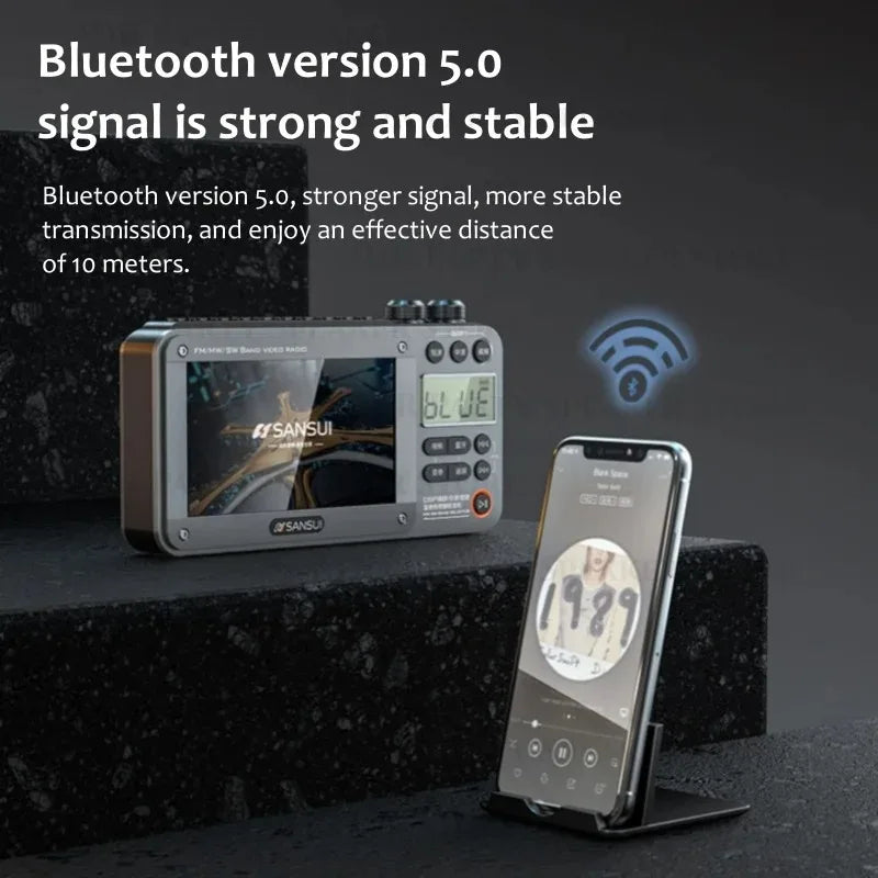 F50 Portable 4.3 inch LCD Screen Radio Multi-band HF AM Built-in Rechargeable Battery FM Bluetooth Radios Speakers Aimak Store