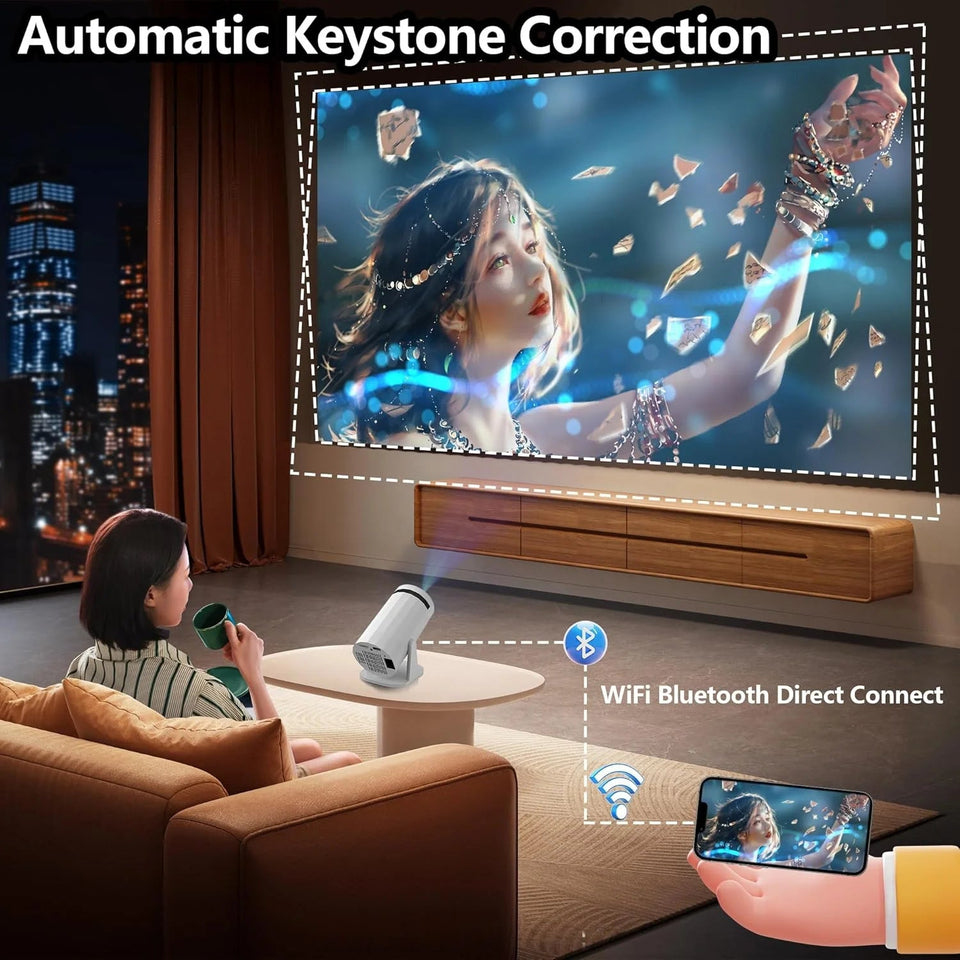 X8 Projector with wifi and bluetooth, rotate at any angle, outdoor portable, automatic button calibration for mobile phones, tv Aimak Store