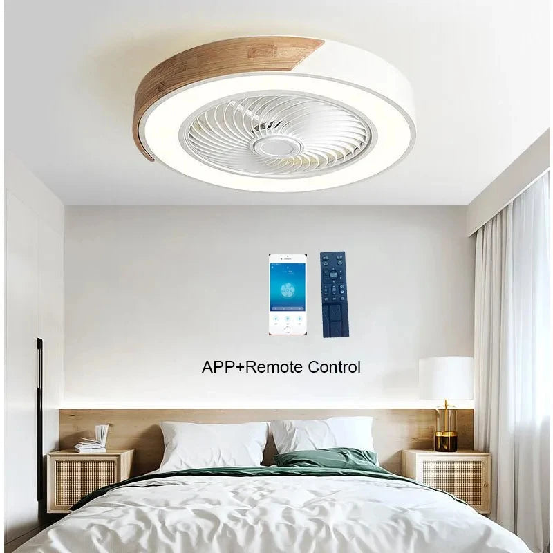 Ceiling Fan Light Lamp 52CM 220V APP +Remote 6th gear Control Fans Bedroom Dining Room Wood Ceiling Fan With Lights Ceiling Fan Aimak Store