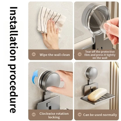 No-Drill Suction Cup storage Soap Box Wall Mounted Space Soap Storage Rack Non Perforated Household Drain Soap Dish Box