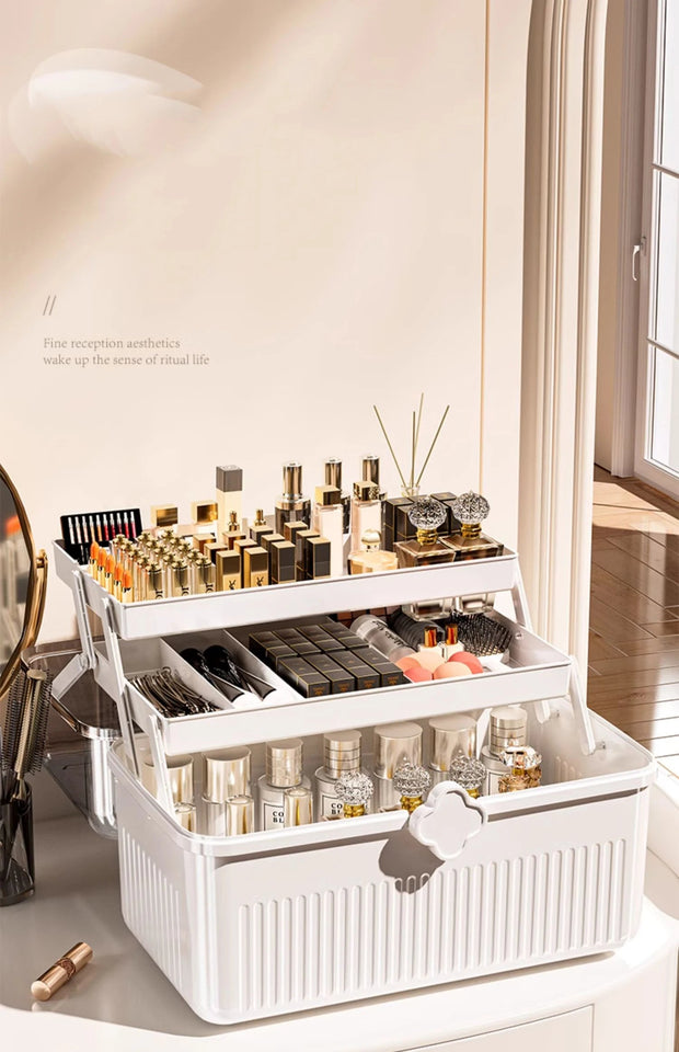 Art Craft Organizer Storage Box with 3 Layers Plastic Tool Box with Handle for Sewing Cosmetic Storage Box Portable Medicine Box Aimak Store