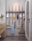 Mop and Broom Organizer Mop Holder Rack Mop Holder Wall Mounted Strong Broom Mop Holder Shelf with Hooks Organizers Hang Broom Aimak Store