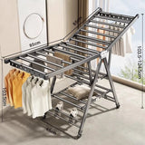 Balcony Clothes Drying Rack Floor-Standing Foldable Household Movable Clothes Drying Rack Dormitory Quilt Drying Rack 3 Floors Aimak Store