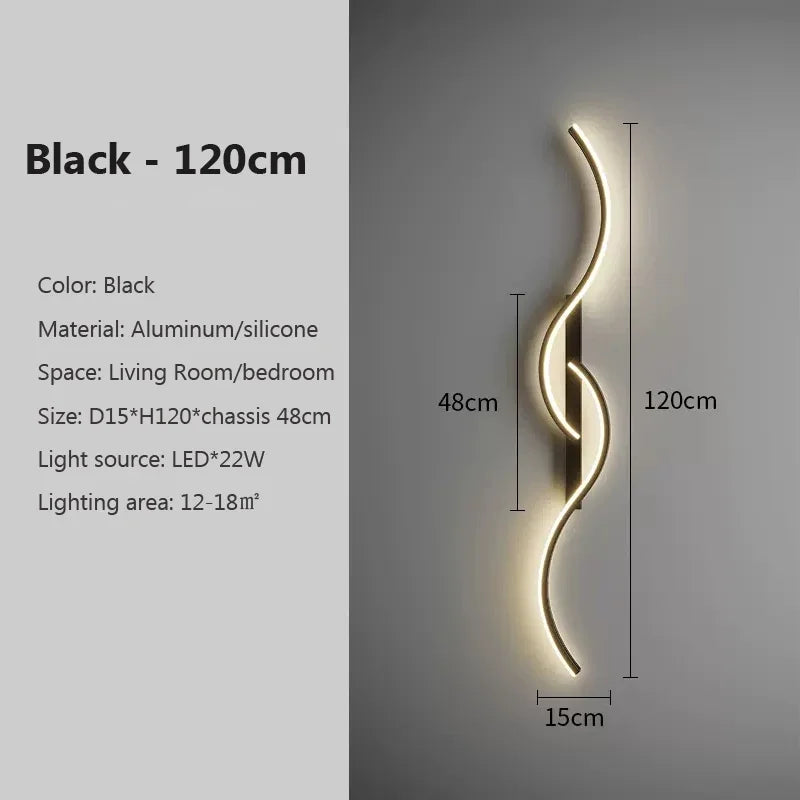 LED Wall Lamp Smart Remote Control Bedroom Bedside Living Room Staircases 60/80/100/120CM Led Home Lighting Wall Sconces Lustre Aimak Store