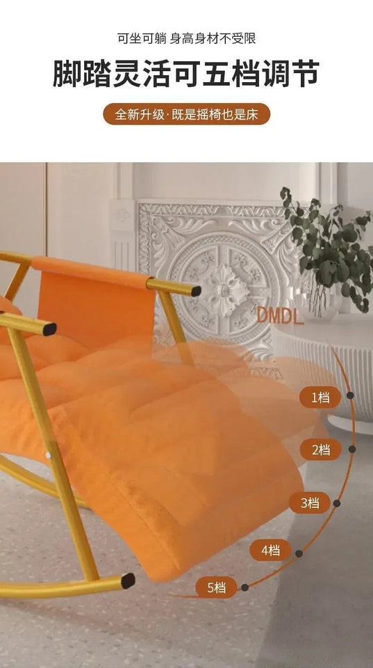 Rocking Chair Folding Nordic Balcony Lazy Chair Adult Leisure Technology Cloth Rocking chairs Sofa Bedroom Garden Lounge Seat Aimak Store
