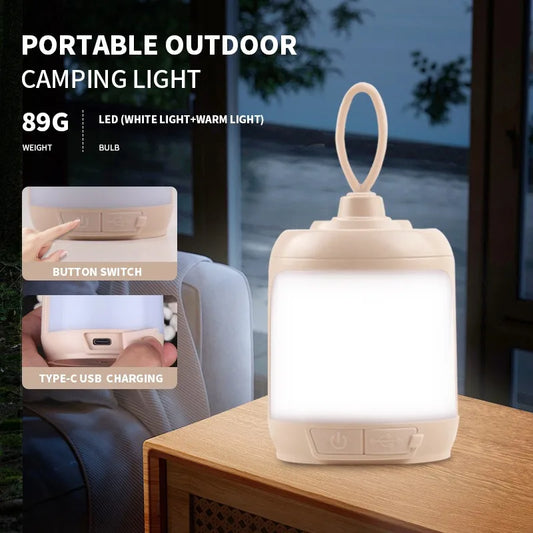 1PCS Genuine Mini LED Camping Atmosphere Light Portable ABS Tent Lamp USB Rechargeable Waterproof for Outdoor Hiking Travel