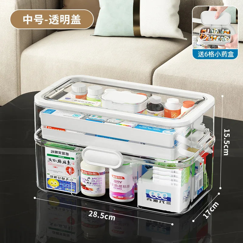 Household Medicine Box Large-capacity Medicine Multi-layer Sorting Storage Box Portable Storage Box for Groceries Aimak Store