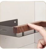 Bathroom Shelf Corner Space Aluminum Wood Bathroom Triangle Basket Shower Room Storage Rack Wall Mounted Aimak Store