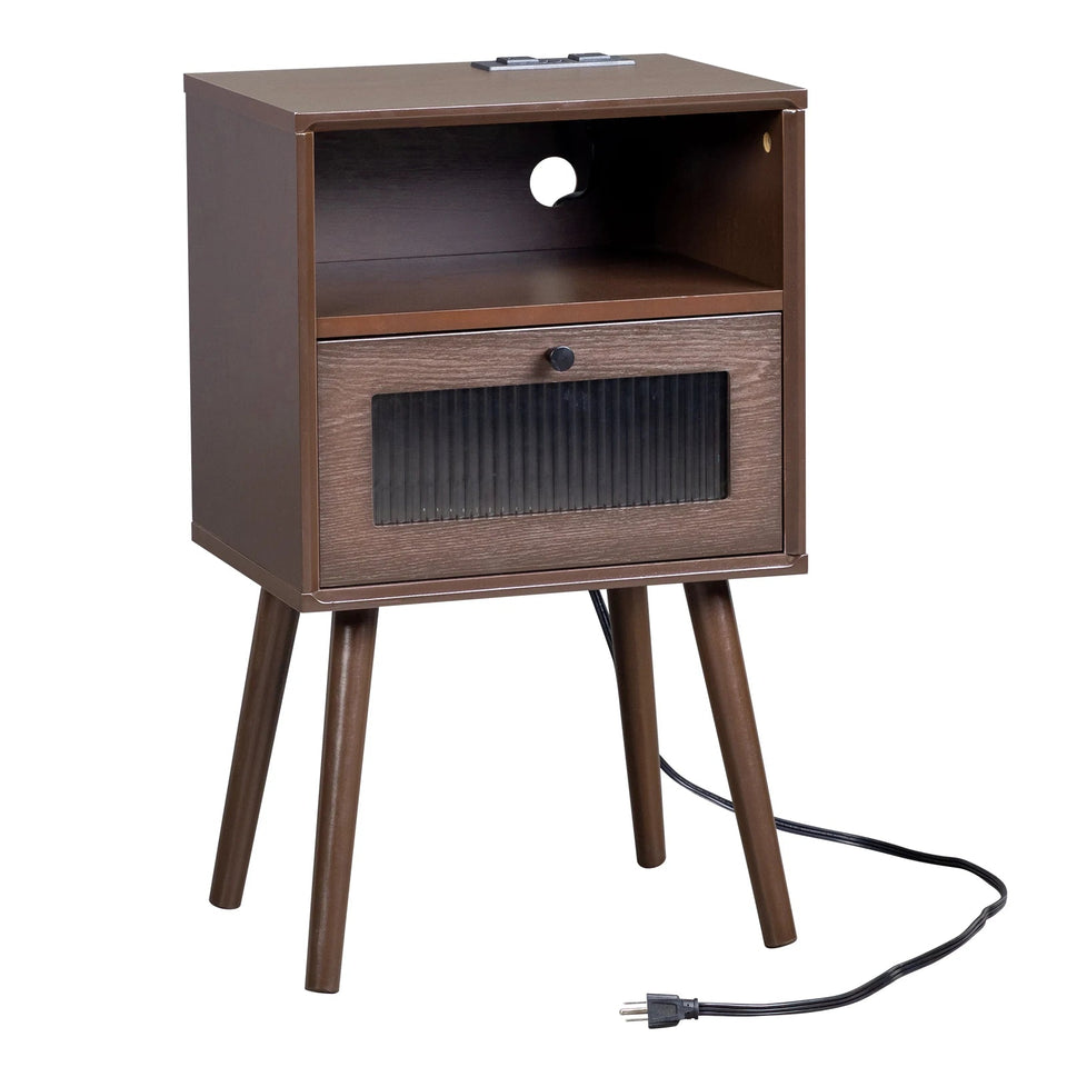 Wood Nightstand End Side Table with 1 Drawer for Living Room, Bedroom Aimak Store