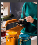 1.1L Storage Bottle Coffee Powder Sugar Container Airtight Can Holder Canister with Valve Household Food Storage Container Aimak Store