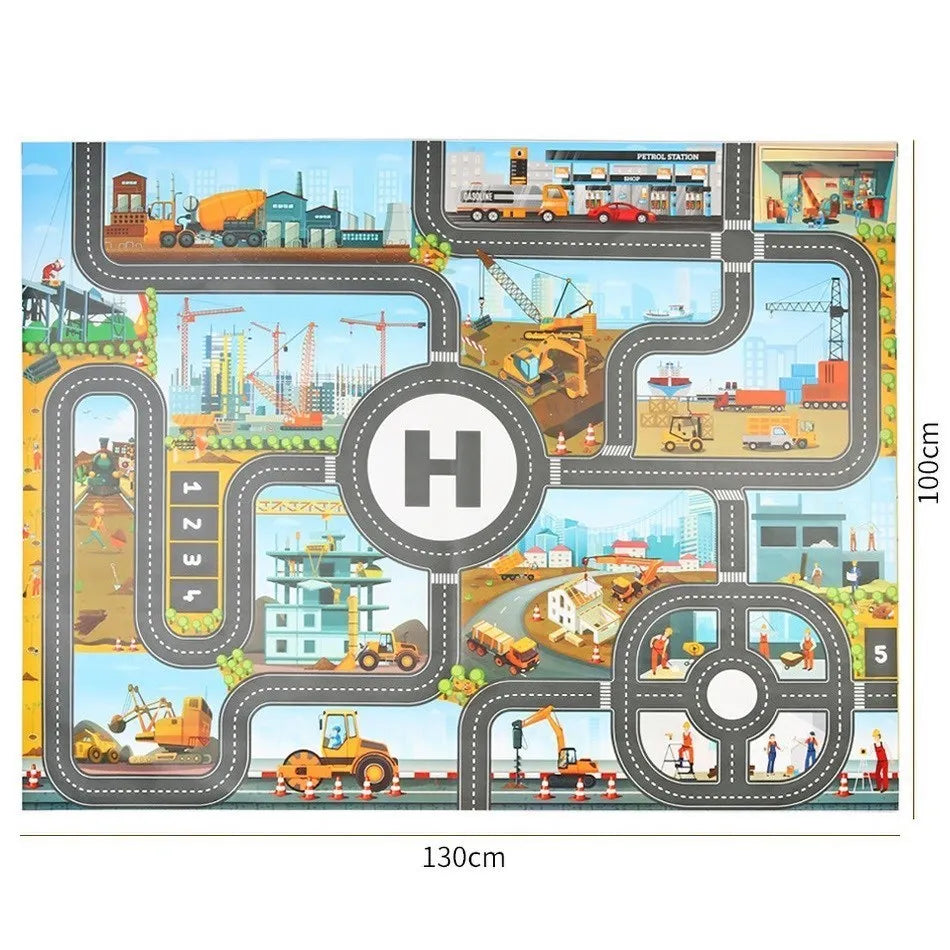 Children Playmat Activity Surface Waterproof Map Kids Animal Road Toy Baby Dinosaur Road Portable Carpet Farm Road Non-Toxic Mat Aimak Store
