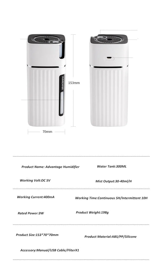 Air Humidifier Ultrasonic Smart Cool Mist Aroma Diffuser HumidifiersWith Color LED Light Mist Maker Fogger For Office Car Home Aimak Store