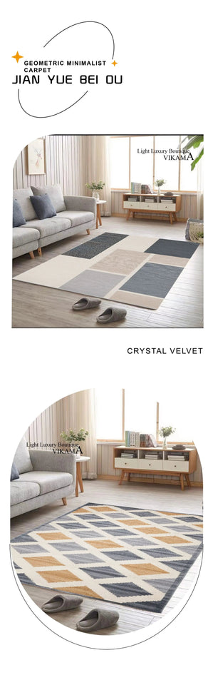 VIKAMA Nordic Patchwork Faux Wool Rug - Non-Slip, Easy Clean Living Room, Bedside, Sofa Mat for Home Decor, 50x80cm Aimak Store