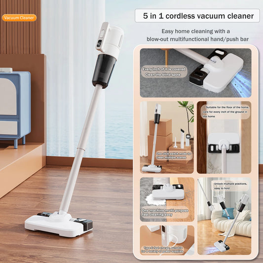Wireless vacuum & mopping combo with multi-mode cleaning, 90° rotating brush for deep clean, lightweight, ensuring home cleanlin
