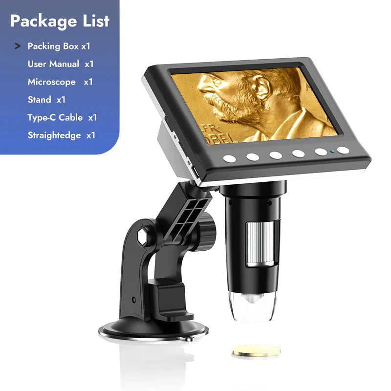 Hayve 4.3'' Digital Microscope 1600X USB Microscope 1080p Soldering Microscope with 8 LEDs Compatible with Windows/Mac OS (DM7) Aimak Store