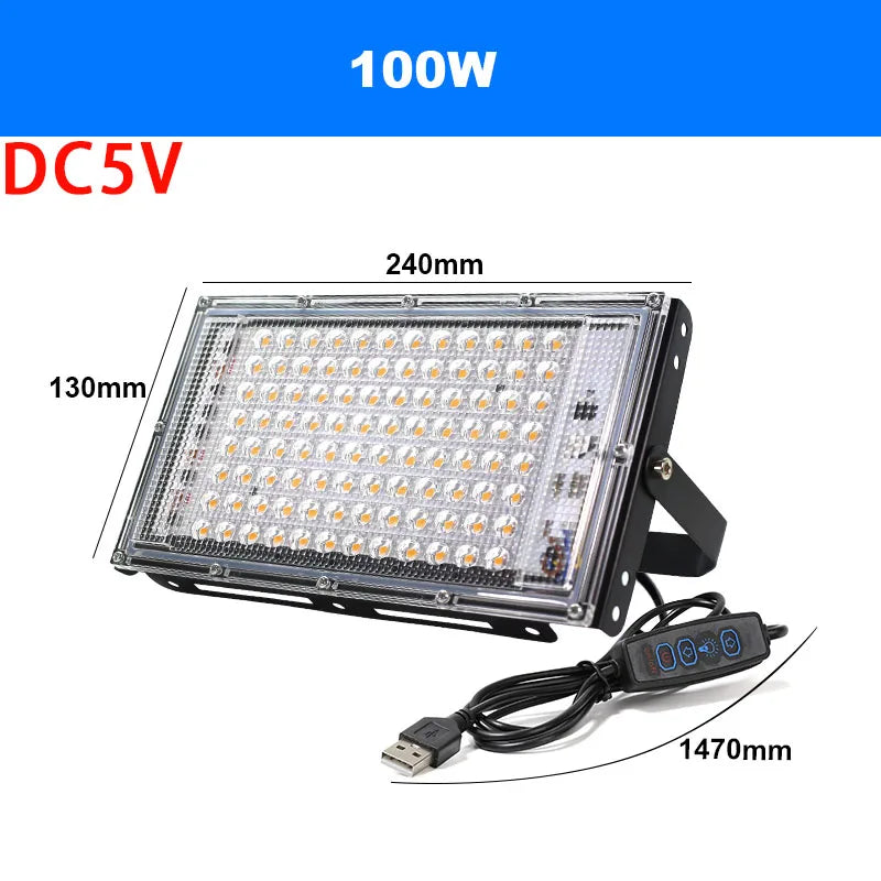 LED Light Adjust Angle Blue Light Floodlight 50/100/150W EU (No) Plug AC220V Outdoor LED Spotlights USB DC5V Party Lighting Lamp Aimak Store