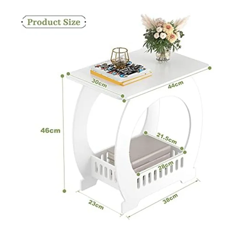 1 Piece Narrow Bedside Table White Nightstand With Storage Shelf Basket Slim Coffee Tables Small Spaces,Sofa Table New Aimak Store