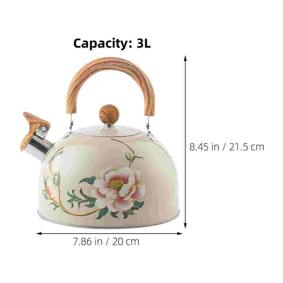 3L Whistling Kettle Teapot Floral Enameled Universal Teapot Water Kettle Large Capacity Thickened Coffee Pot Aimak Store