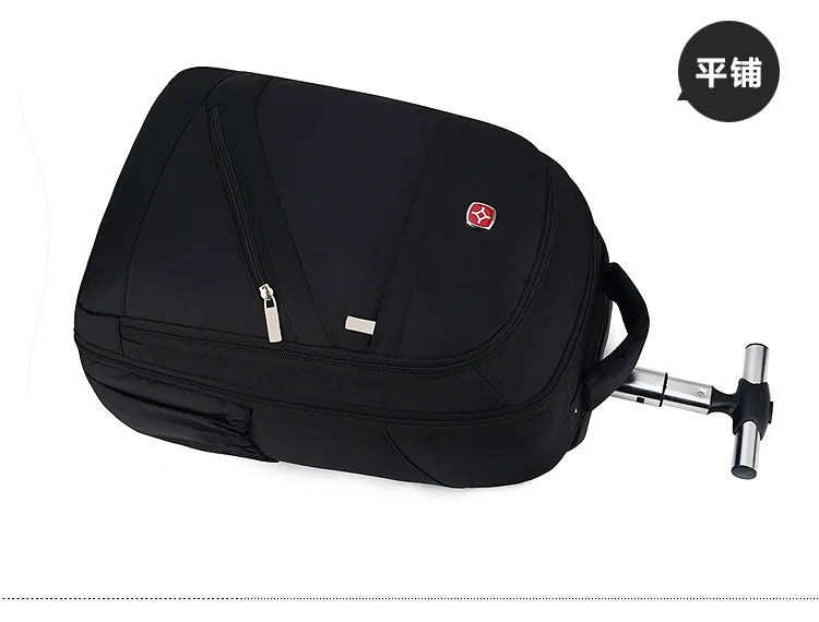 Men Trolley Backpack Shoulders Travel Bag with Wheels 24 Inch Students Rolling Luggage Business Trolley Large Capacity Suitcases Aimak Store