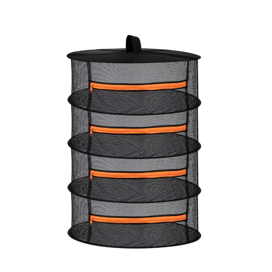2ft Herb Drying Rack 2/4/6/8 Layer Folding Mesh Hanging Basket Dryer Net with Zippers for Seeds Flowers Buds Fit in Grow Tents