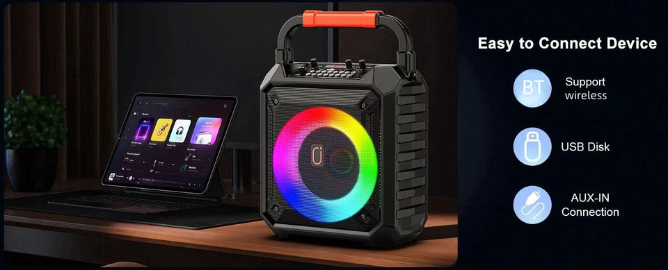 T17 Karaoke Machine Comes with 2 Wireless Karaoke Microphones, Portable Bluetooth Speaker Home Karaoke 0K System, with Rgb Colorful Lights Aimak Store