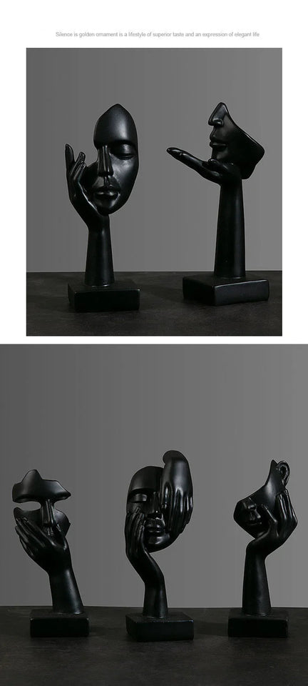 Resin Abstract Mask Statues European Miniature Figurines for Interior Home Office Study Desktop Figure Ornament Decor Gift Aimak Store