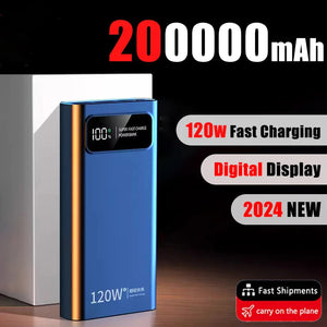 120W 200000mAh Super Fast Power Bank Charging High Capacity Portable Digital Display LED Power Bank For iPhone Samsung Xiaomi Aimak Store